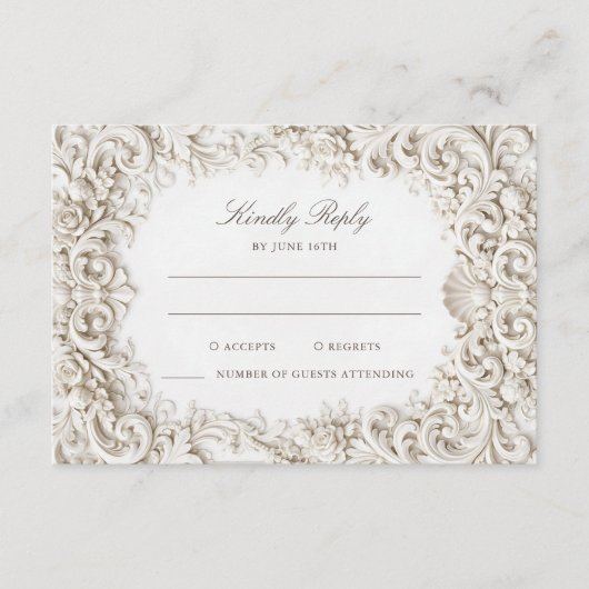 Carte D'accompagnement Elegant Classy Baroque Frame RSVP (Devant)