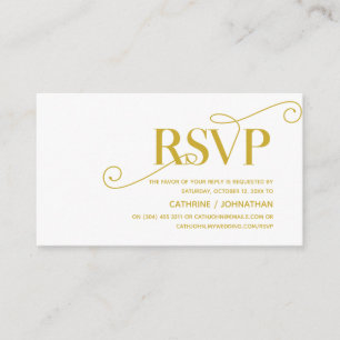 Carte D'accompagnement Élégant Classy, Gold Script, réponse RSVP