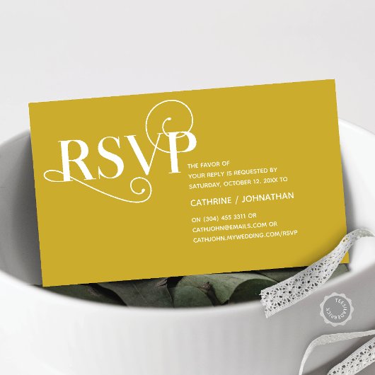 Carte D'accompagnement Élégant Classy, Gold Script, réponse RSVP
