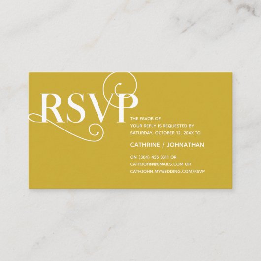 Carte D'accompagnement Élégant Classy, Gold Script, réponse RSVP (Devant)