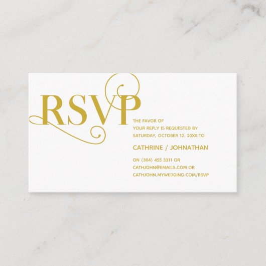 Carte D'accompagnement Élégant Classy, Gold Script, réponse RSVP (Devant)