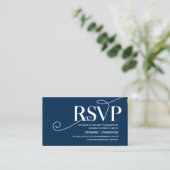 Carte D'accompagnement Elegant Classy, Navy Blue Script, réponse RSVP (Debout devant)