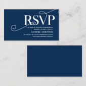 Carte D'accompagnement Elegant Classy, Navy Blue Script, réponse RSVP (Devant / Derrière)