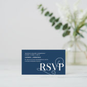 Carte D'accompagnement Elegant Classy, Navy Blue Script, réponse RSVP (Debout devant)