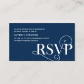 Carte D'accompagnement Elegant Classy, Navy Blue Script, réponse RSVP (Devant)