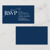 Carte D'accompagnement Elegant Classy, Navy Blue Script, réponse RSVP (Devant / Derrière)