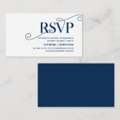 Carte D'accompagnement Elegant Classy, Navy Blue Script, réponse RSVP (Devant / Derrière)