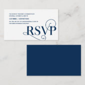 Carte D'accompagnement Elegant Classy, Navy Blue Script, réponse RSVP (Devant / Derrière)