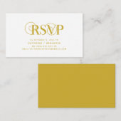 Carte D'accompagnement Élégant Classy, Script or jaune, réponse RSVP (Devant / Derrière)