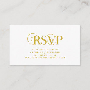 Carte D'accompagnement Élégant Classy, Script or jaune, réponse RSVP