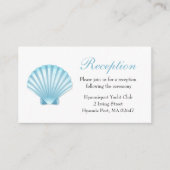 Carte D'accompagnement Elégant Coastal Shells Blue Wedding Réception (Devant)