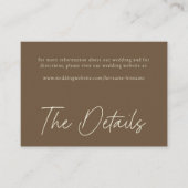 Carte D'accompagnement Elegant Cocoa Brown Minimalist Wedding (Devant)