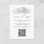 Carte D'accompagnement Élégant Code QR de Mariage de Grange Rustique Site (Devant)