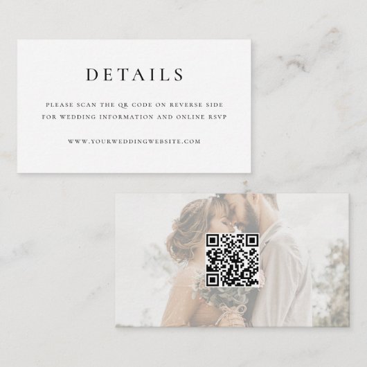 Carte D'accompagnement Élégant Code QR de Mariage Moderne Mini (Devant / Derrière)