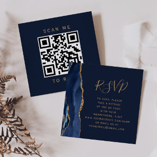 Carte D'accompagnement Élégant Code QR de Réponse de Mariage en Bleu Nuit