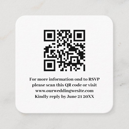 Carte D'accompagnement Élégant Code QR de Réponse de Mariage Moderne Simp (Devant)