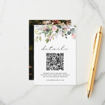 Élégant Code QR de verdure florale et mariage phot