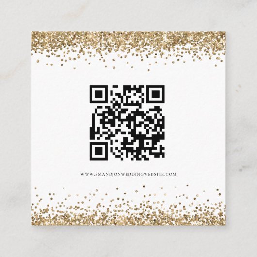 Carte D'accompagnement Elégant Code QR Gold Parties scintillant Mariage R (Dos)