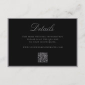 Carte D'accompagnement Élégant Code QR Mat Noir Détails Mariage (Devant)