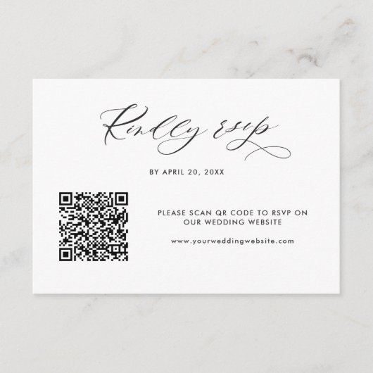 Carte D'accompagnement Elégant code QR moderne RSVP Mariage en ligne (Devant)