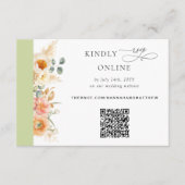 Carte D'accompagnement Elégant code QR RSVP Peach et Mariage vert (Devant)