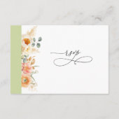 Carte D'accompagnement Elégant code QR RSVP Peach et Mariage vert (Dos)