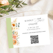 Carte D'accompagnement Elégant code QR RSVP Peach et Mariage vert