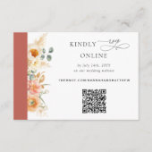 Carte D'accompagnement Elégant code QR RSVP Peach et Rust Orange Mariage (Devant)