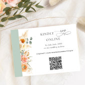 Carte D'accompagnement Elégant code QR RSVP Peach et Sage Green Mariage