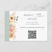 Carte D'accompagnement Elégant code QR RSVP Peach et Sage Green Mariage (Devant)
