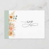 Carte D'accompagnement Elégant code QR RSVP Peach et Sage Green Mariage (Dos)