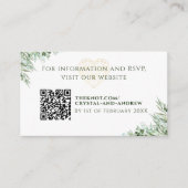 Carte D'accompagnement Elégant Coeur Eucalyptus Foliage Site Mariage (Devant)