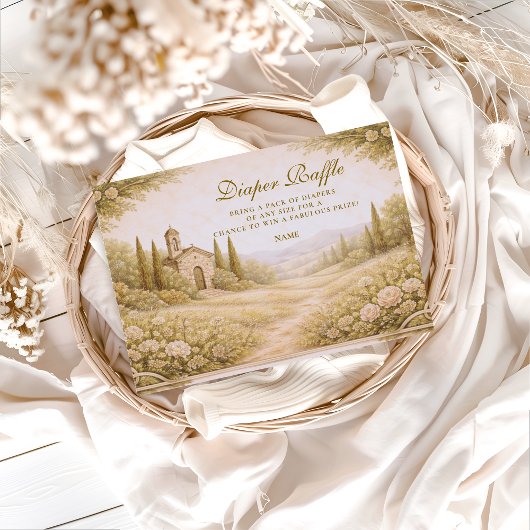 Carte D'accompagnement Elegant Countryside Garden  Diapper Raffle 