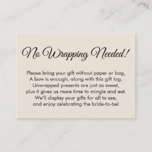 Carte D'accompagnement Elégant, Crème Pas Besoin De Wrapping ! Fête des m