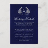 Carte D'accompagnement Elegant Crest Monogram Navy Heritage Wedding (Devant)