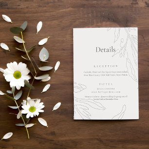 Carte D'accompagnement Elégant croquis floral Détails du Mariage