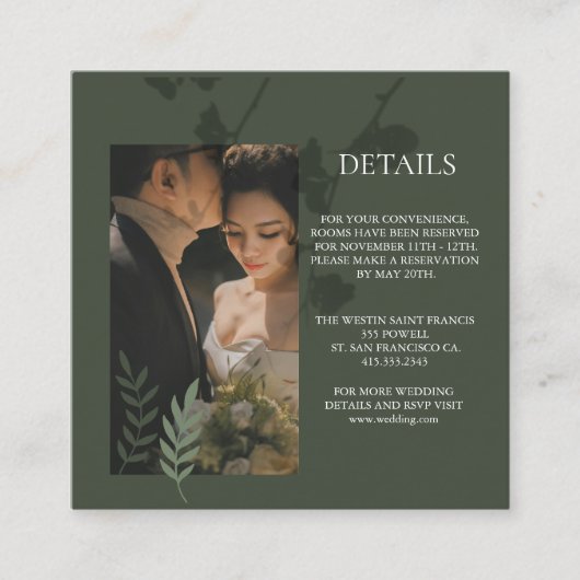 Carte D'accompagnement Elegant customizable olive green wedding (Devant)