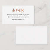 Carte D'accompagnement Élégant de base Faux Rose Gold | Détails du mariag (Devant / Derrière)