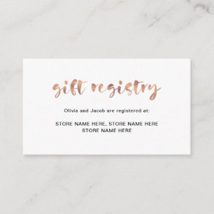 Carte D'accompagnement Élégant de base Faux Rose Gold Registre des cade