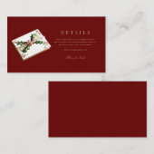 Carte D'accompagnement Élégant décor rouge de Noël Détails Mariage (Devant / Derrière)