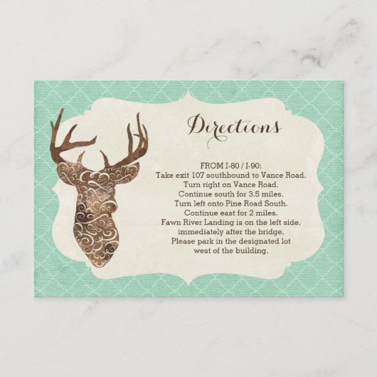 Carte D'accompagnement Elégant Deer Antlers Rustic Country Directions (Devant)