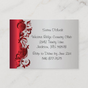 Carte D'accompagnement Elégant design Mariage rouge et argent