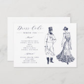 Carte D'accompagnement Élégant dessin Vintage Code robe Mariage (Devant / Derrière)