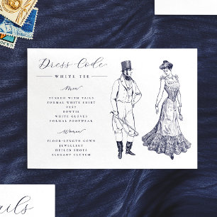 Carte D'accompagnement Élégant dessin Vintage Code robe Mariage