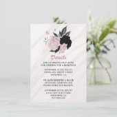 Carte D'accompagnement Élégant détail de fleurs rose noire (Debout devant)