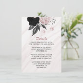 Carte D'accompagnement Élégant détail de fleurs rose noire (Debout devant)