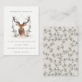 Carte D'accompagnement Elégant Dusky Deer Floral Crest Mariage Website (Devant / Derrière)