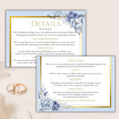 Carte D'accompagnement Elégant Dusty bleu or Floral détails mariage