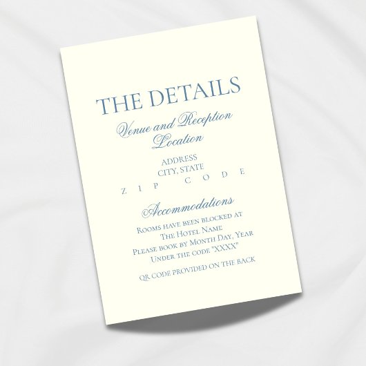 Carte D'accompagnement Elégant Dusty Blue Détails Card - Design classique