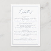 Carte D'accompagnement Elégant Dusty Blue Floral Crest Détails du Mariage (Devant)